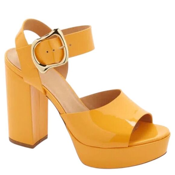 FRAME Le Carr Platform Sandal Nectarine Patent - Picture 1 of 11